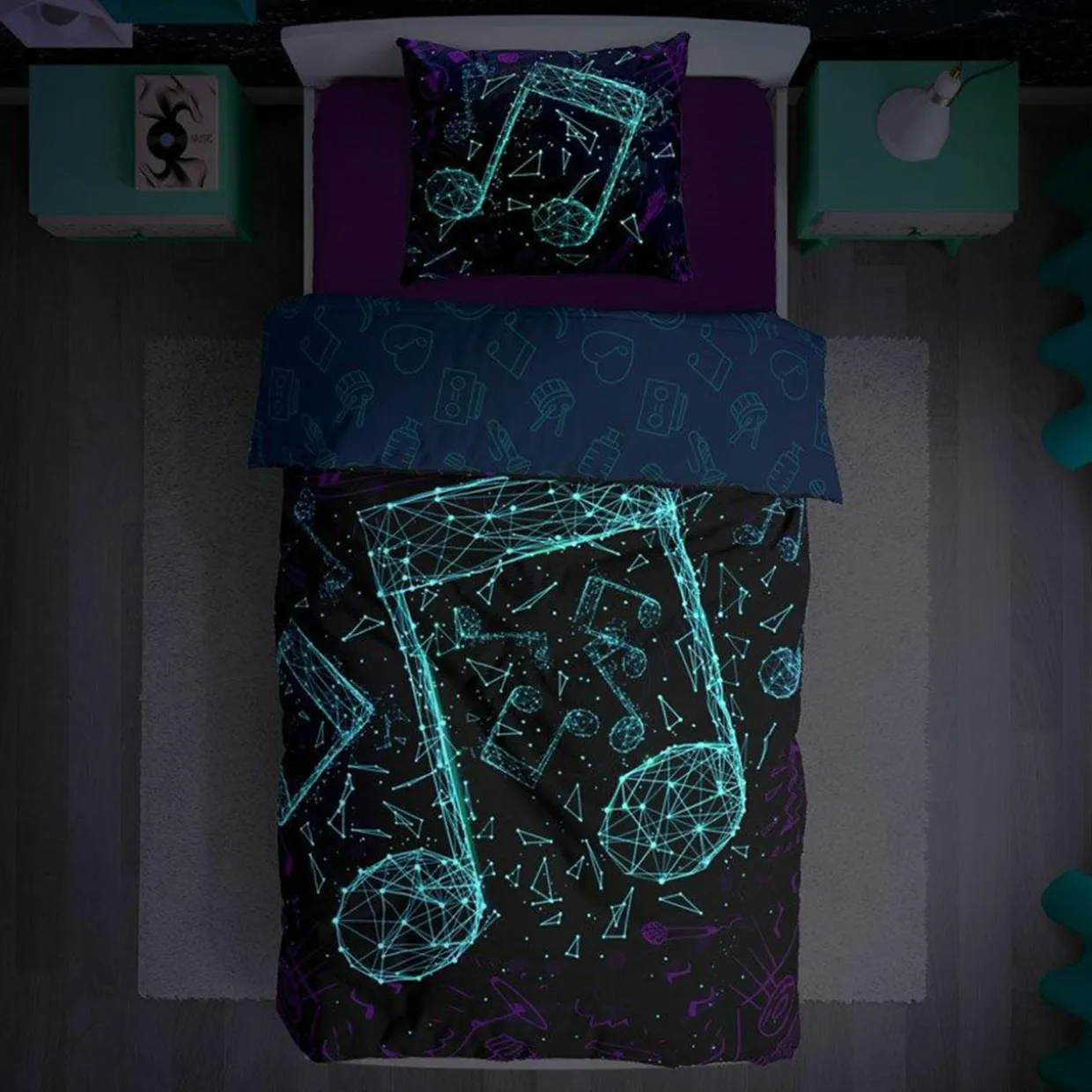 Pościel młodzieżowa NUTY 3D FLUO 160x200 cm