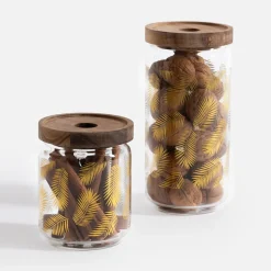 Pojemnik szklany z akacjową pokrywą 495 ml
