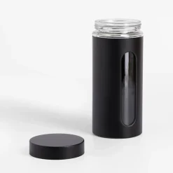Pojemnik szklany z metalową pokrywką czarny 1350 ml