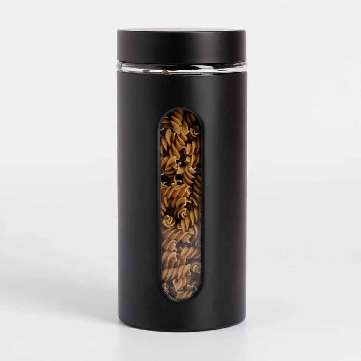 Pojemnik szklany z metalową pokrywką czarny 1350 ml