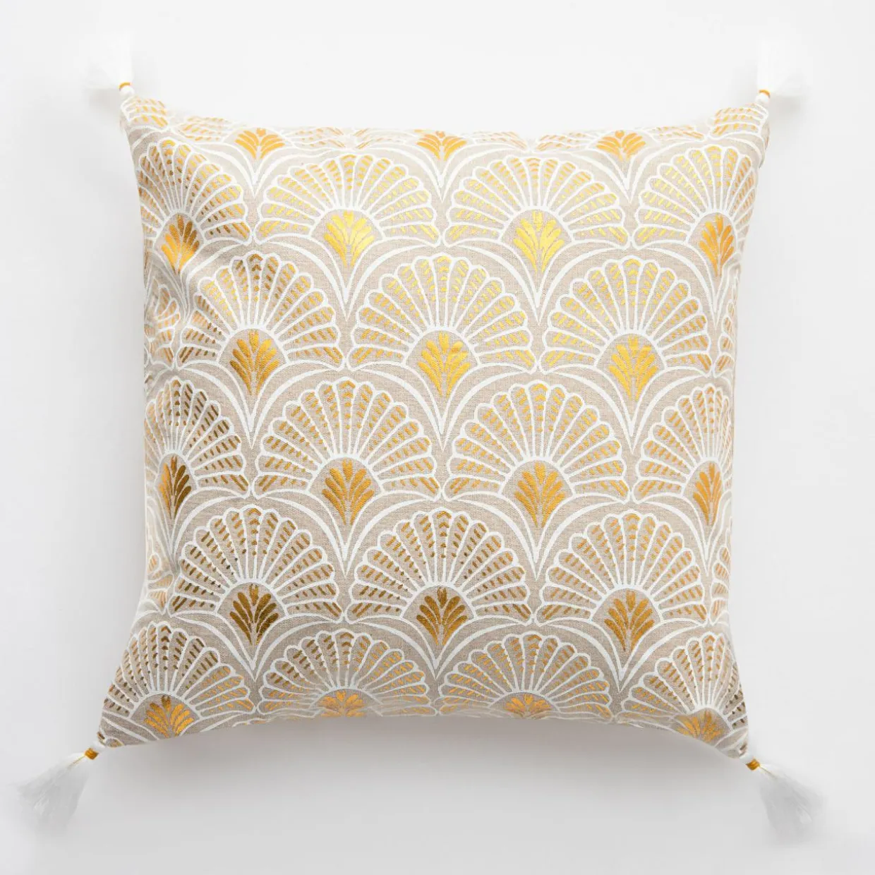 Poszewka dekoracyjna art deco kremowa TANZA 45x45 cm