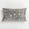 Poszewka dekoracyjna w kawiaty zielona DAISY 30x50 cm