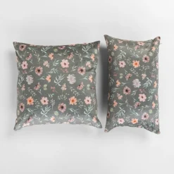 Poszewka dekoracyjna w kawiaty zielona DAISY 30x50 cm