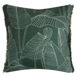 Poszewka dekoracyjna w liście zielona SESIL 45x45 cm