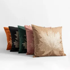 Poszewka dekoracyjna w złoty liść brązowa MAPLE 45x45 cm