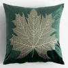 Poszewka dekoracyjna w złoty liść zielona MAPLE 45x45 cm