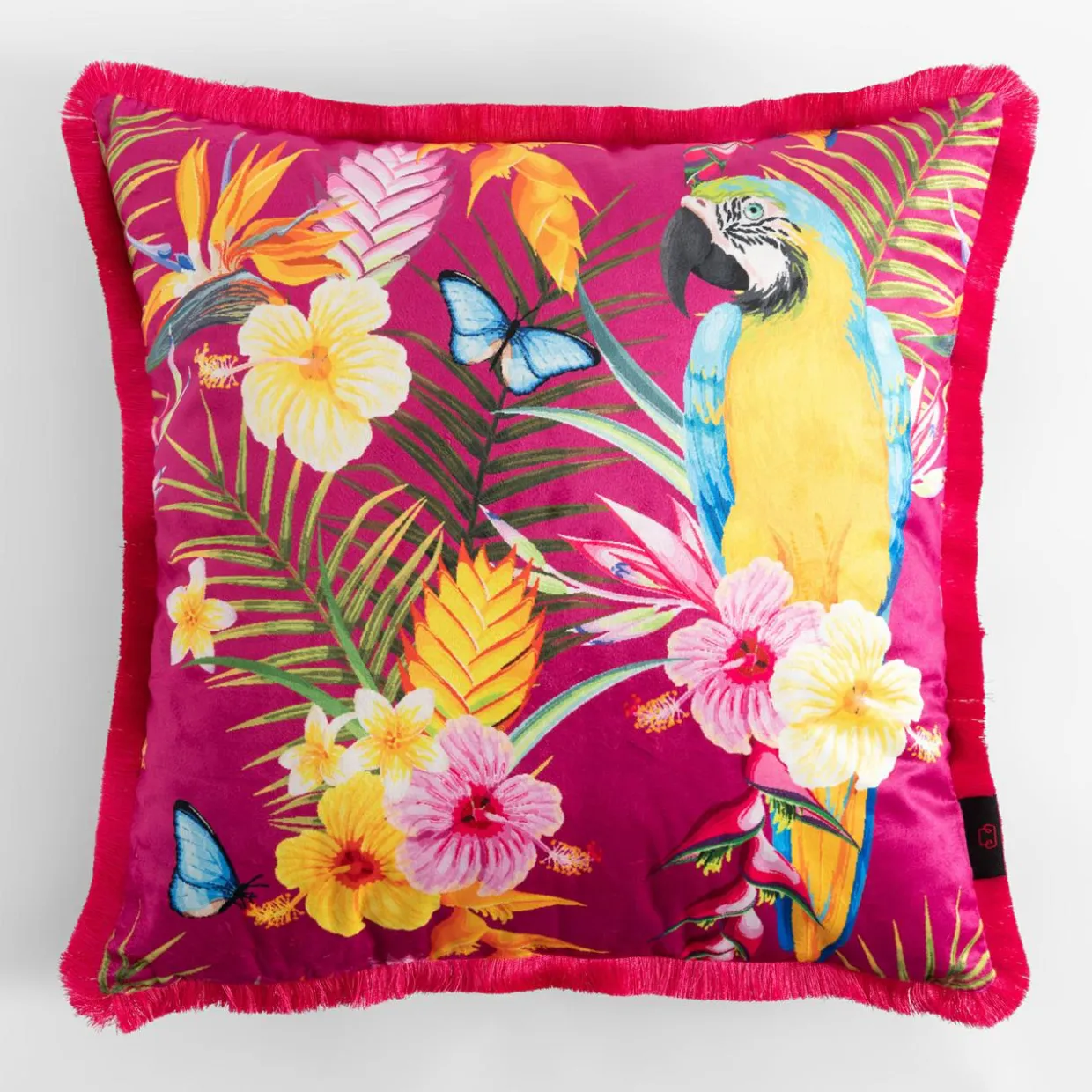 Poszewka różowa z papugą TROPICANA 45x45 cm