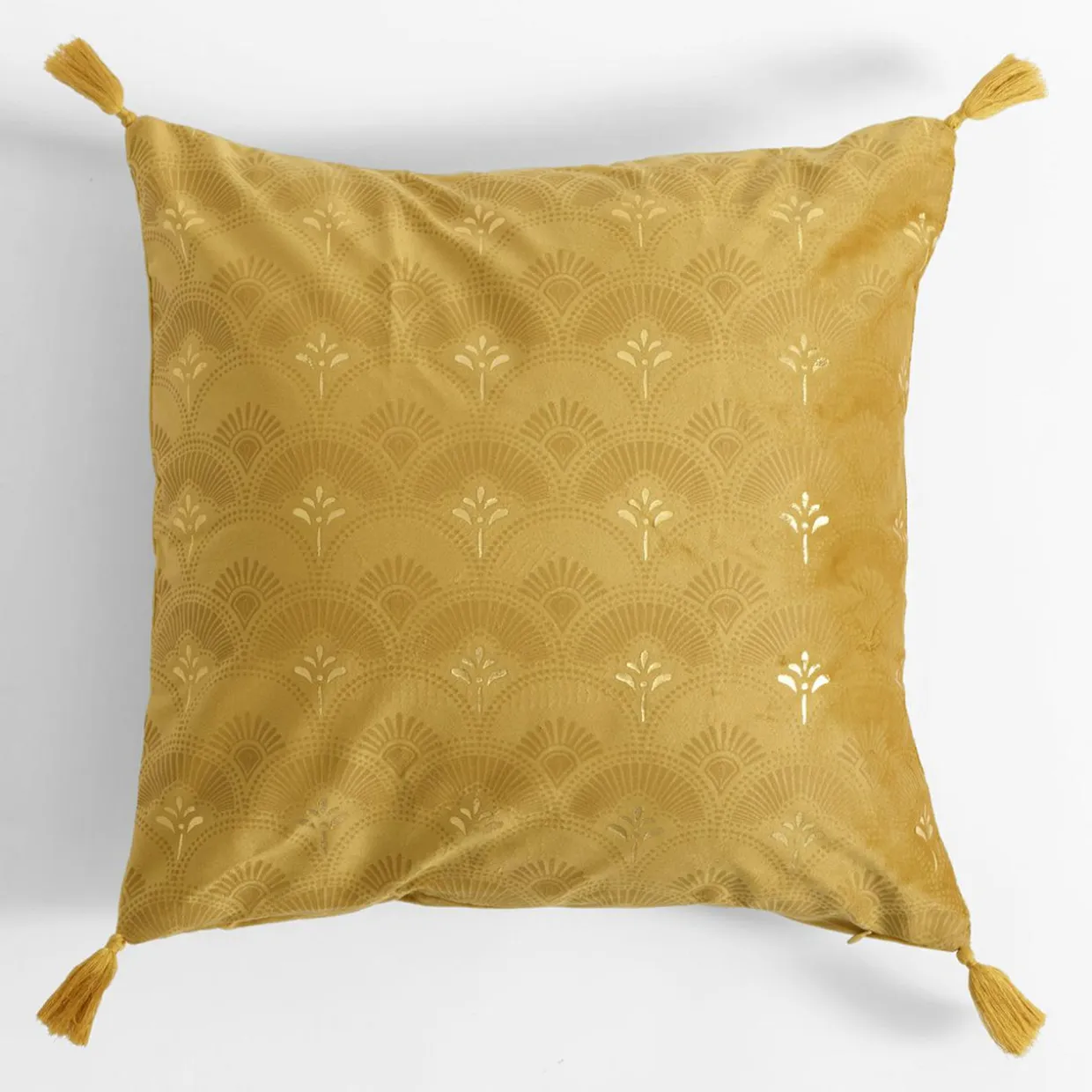 Poszewka welurowa musztardowa CASSIA 45x45 cm
