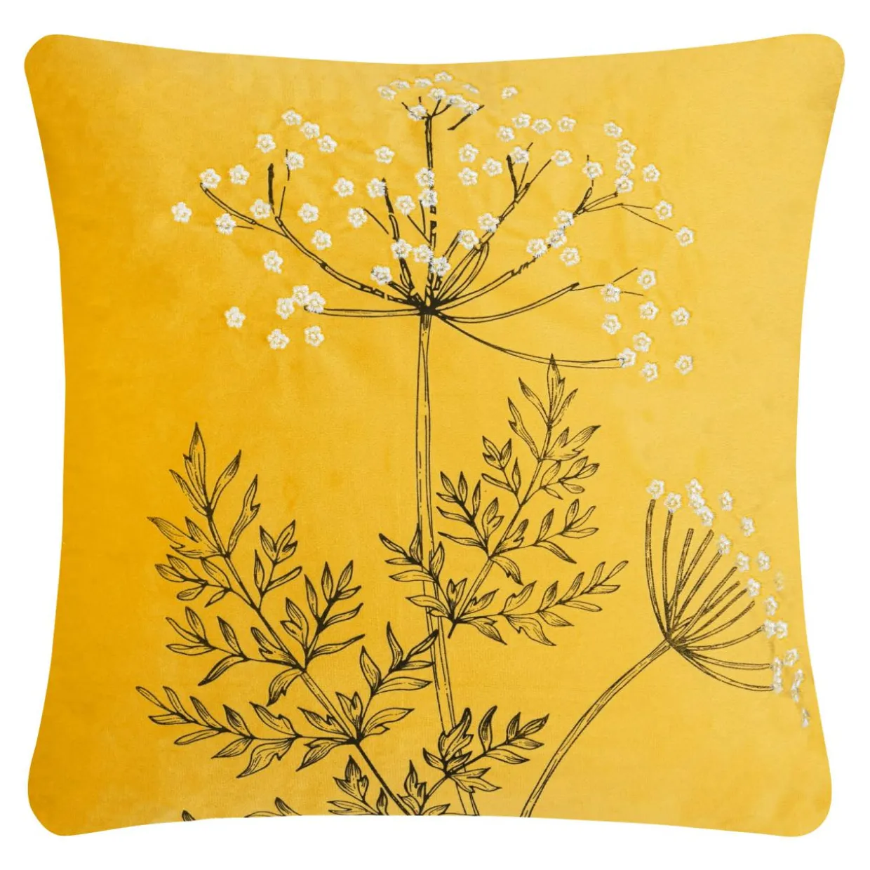 Poszewka welurowa z haftem żółta ANISE 45x45 cm