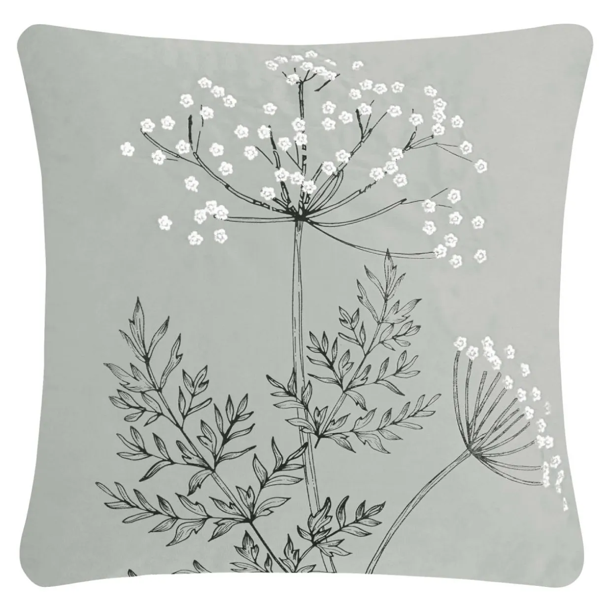Poszewka welurowa z haftem jasnoszara ANISE 45x45 cm