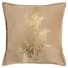 Poszewka welurowa z motywem roślinnym beżowa HERBS 45x45 cm