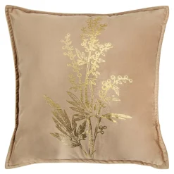 Poszewka welurowa z motywem roślinnym beżowa HERBS 45x45 cm