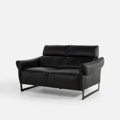 Sofa 2 osobowa skórzana czarna MILANO