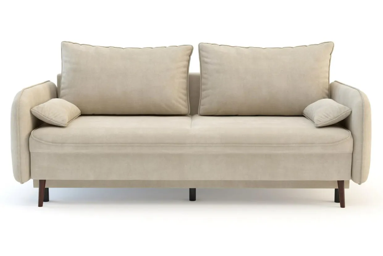 Sofa beżowa VAMOS nóżki orzech