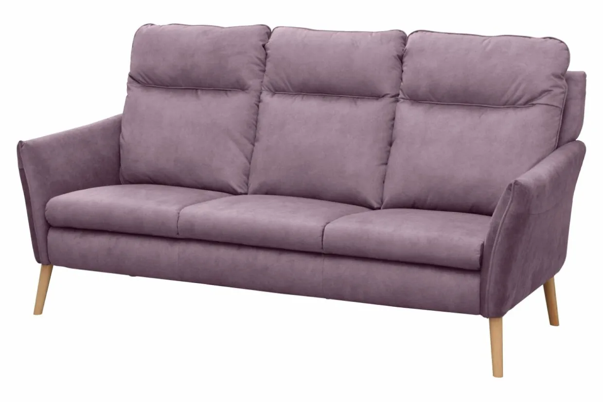 Sofa fioletowa na drewnianych nogach NORD