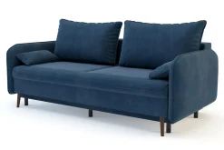 Sofa granatowa VAMOS nóżki orzech