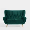 Sofa 2-osobowa ciemnozielona KELSO