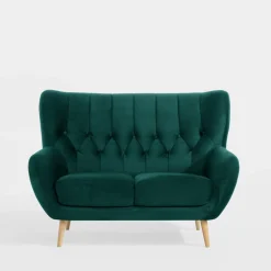 Sofa 2-osobowa ciemnozielona KELSO