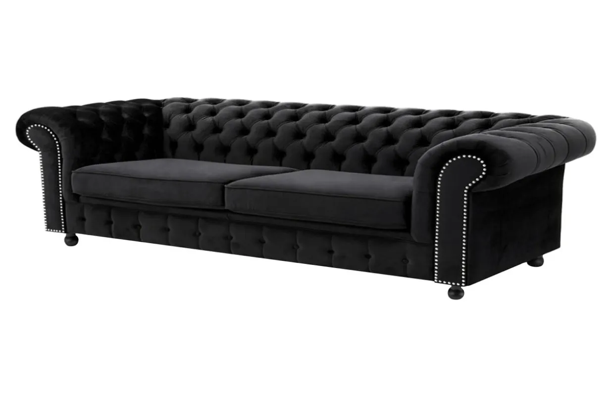 Sofa 4-osobowa glamour czarna CHESTER