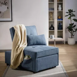 Sofa 1-osobowa rozkładana niebieska WINSLO
