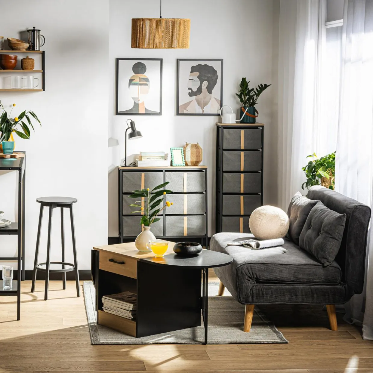 Sofa 2-osobowa szara LAVILLA