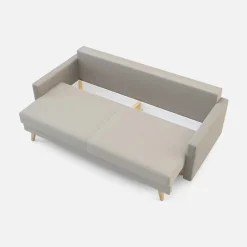 Sofa rozkładana 3-osobowa beżowa LISA