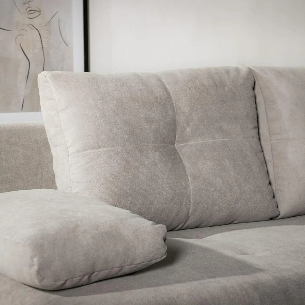 Sofa rozkładana 3-osobowa beżowa MEMO