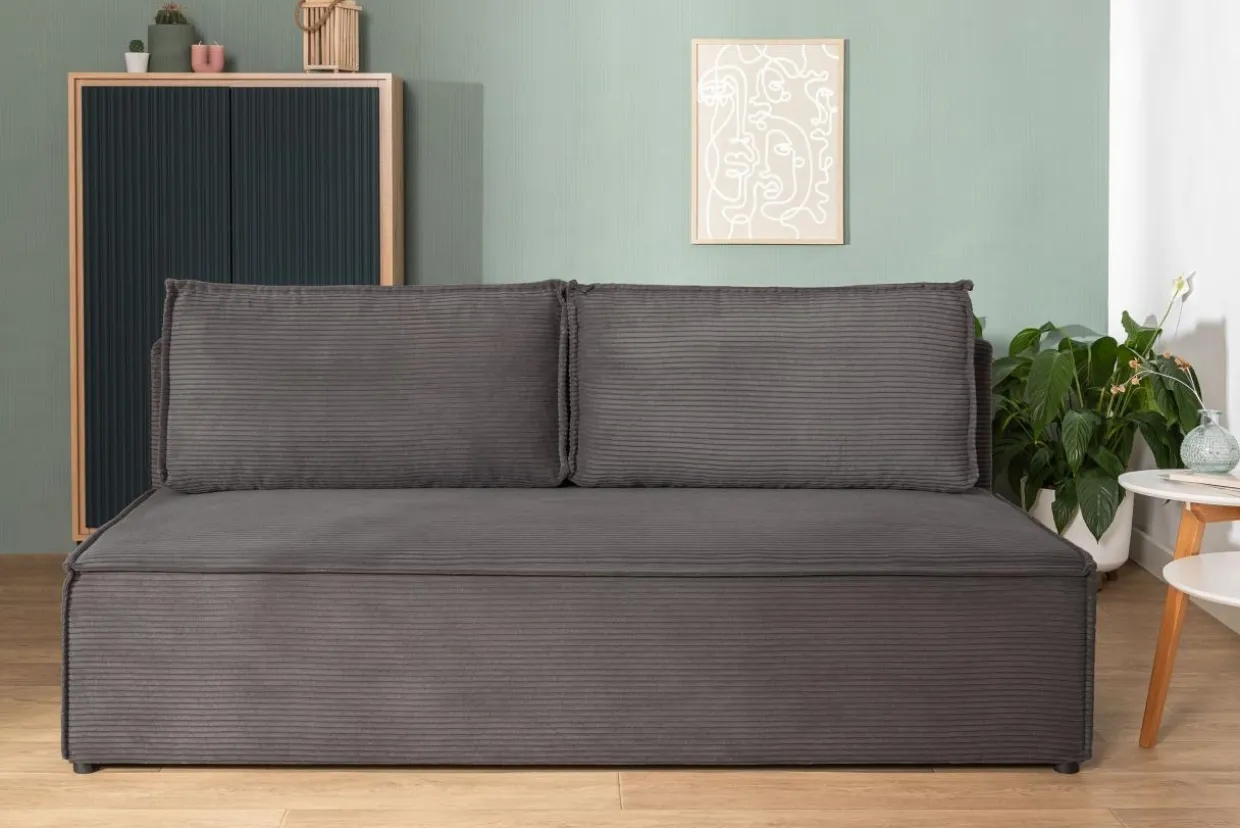 Sofa rozkładana 3-osobowa ciemnoszara UNO