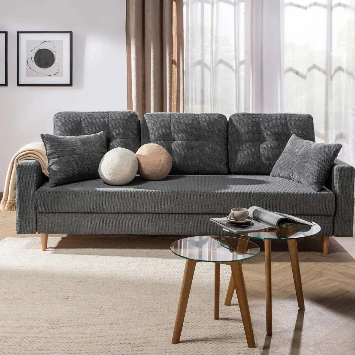 Sofa rozkładana szara AURA