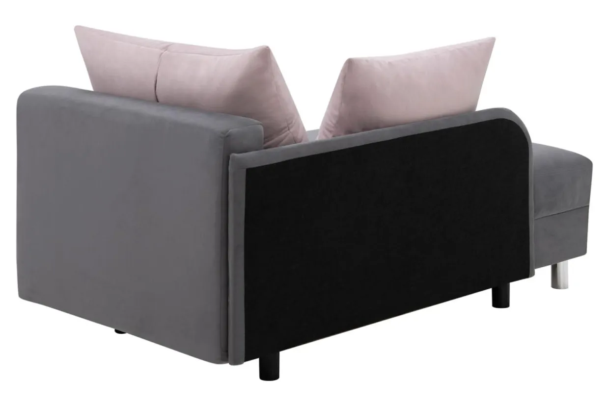 Sofa rozkładana szaro-różowa LETTO prawa