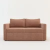Sofa rozkładana sztruksowa różowa SOFI