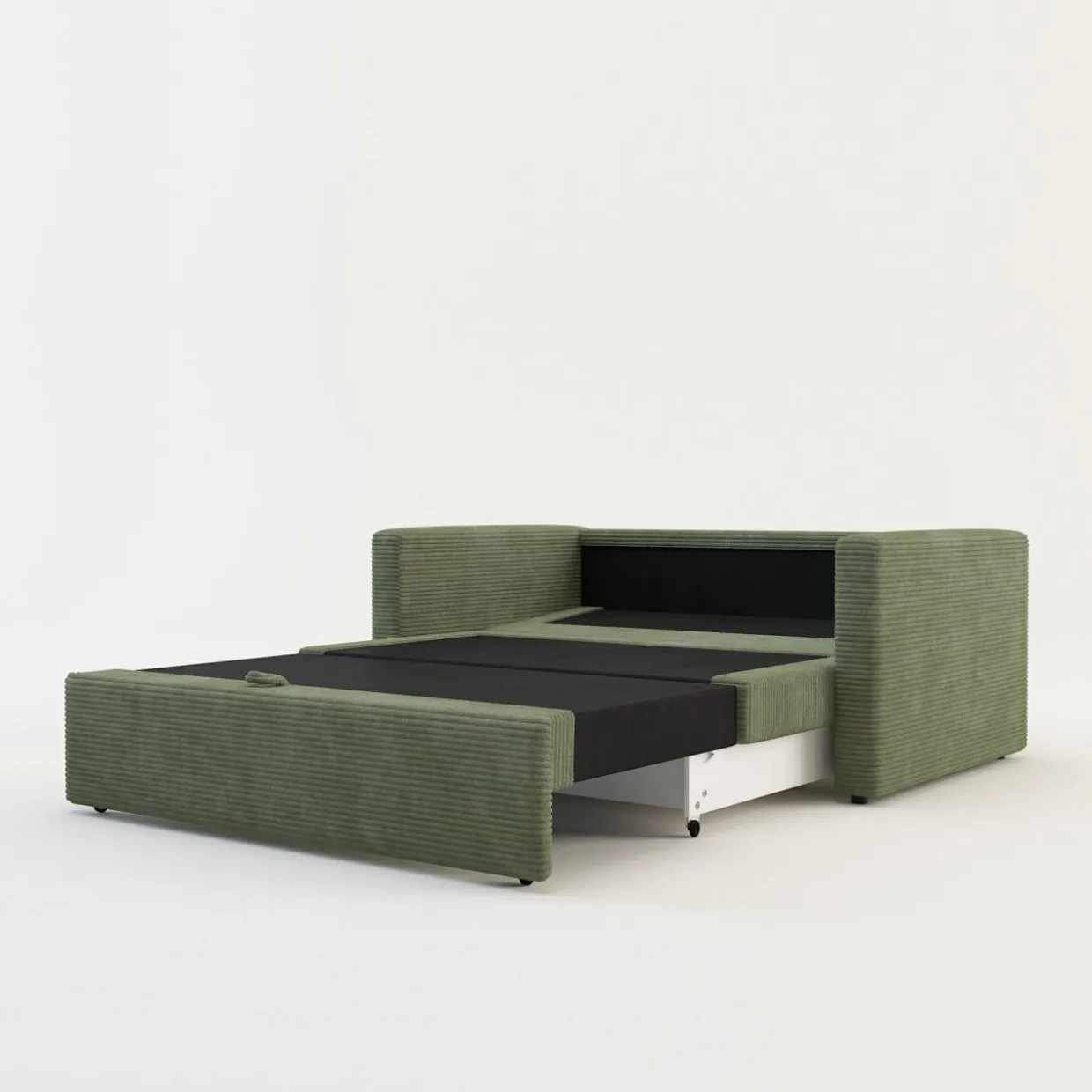 Sofa rozkładana sztruksowa zielona SOFI