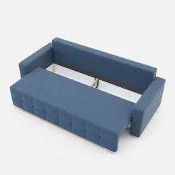 Sofa rozkładana z pikowaniem niebieska LILA