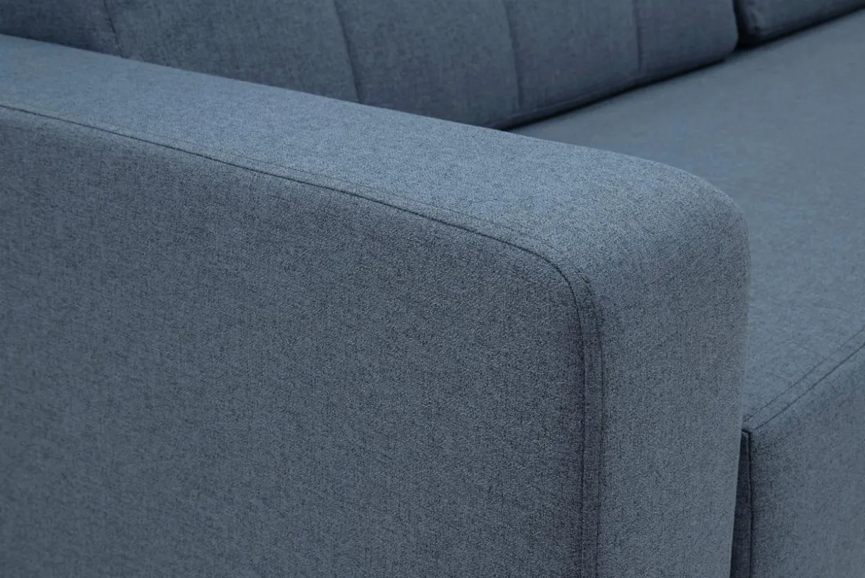 Sofa rozkładana z pikowaniem niebieska LILA