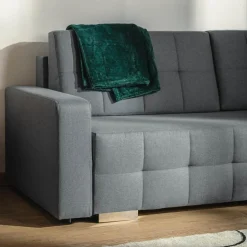 Sofa rozkładana z pikowaniem szara LILA