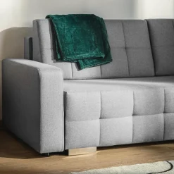 Sofa rozkładana z pikowaniem jasnoszara LILA