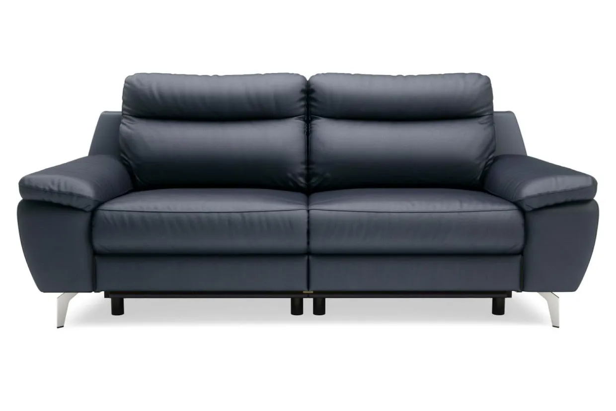 Sofa skórzana z funkcją relaks granatowa PERLE