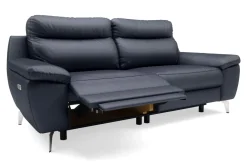 Sofa skórzana z funkcją relaks granatowa PERLE