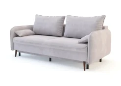 Sofa szaroróżowa VAMOS nóżki orzech
