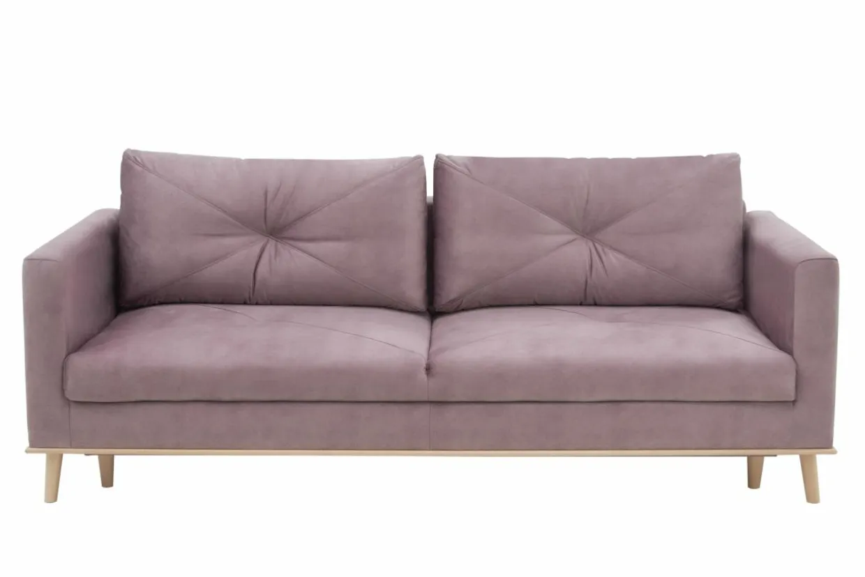 Sofa welurowa na drewnianych nóżkach LAVENDE