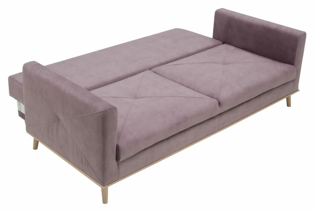 Sofa welurowa na drewnianych nóżkach LAVENDE