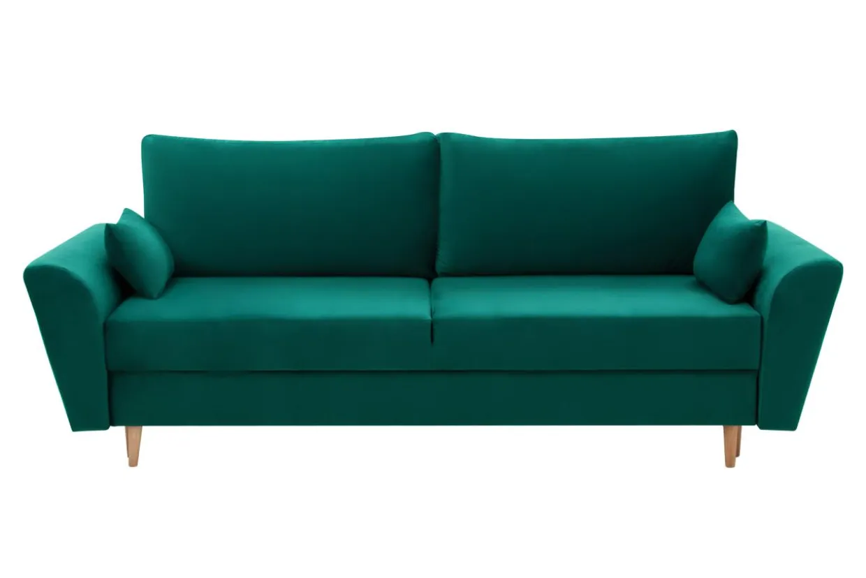 Sofa zielona na drewnianych nogach SENDI