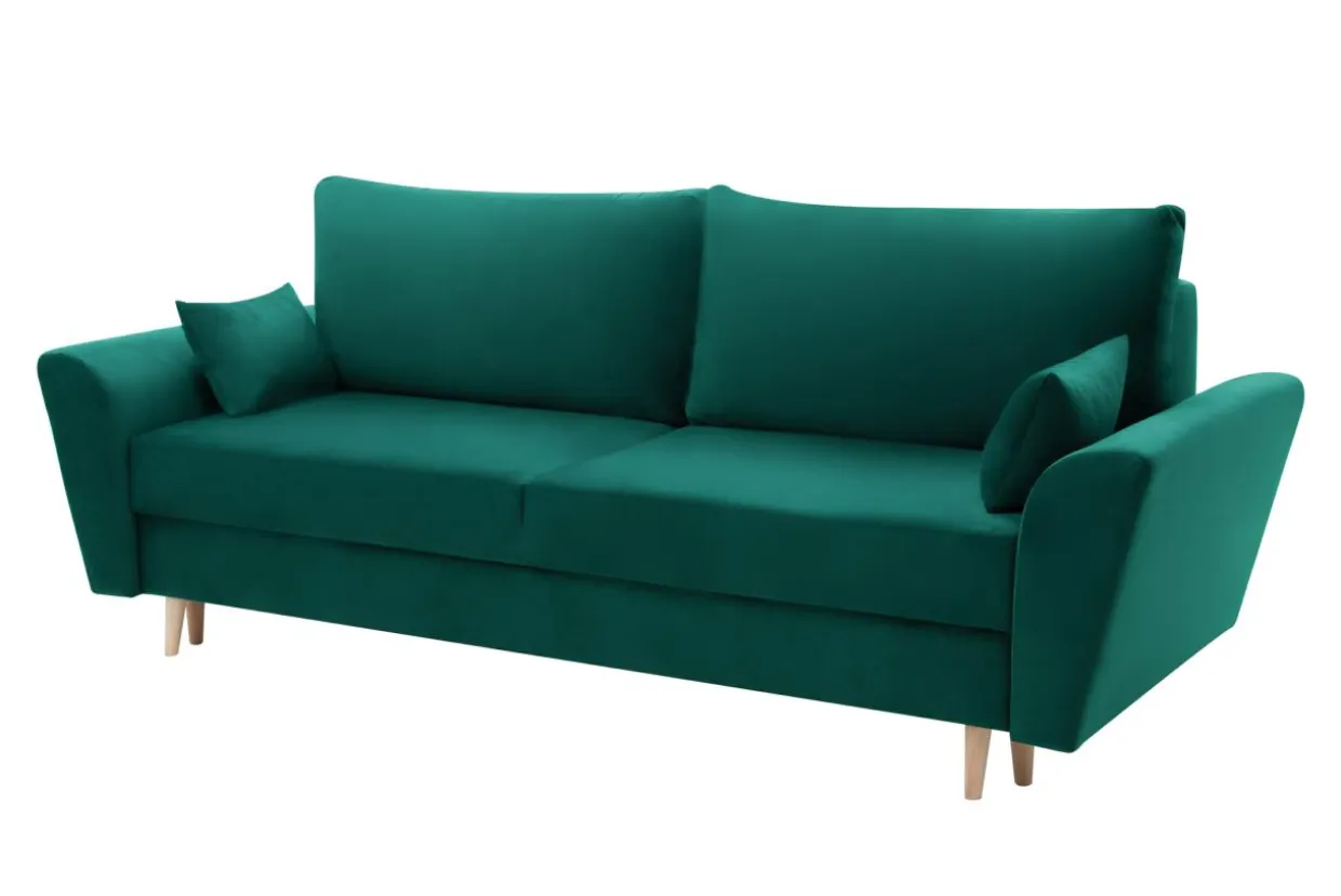 Sofa zielona na drewnianych nogach SENDI