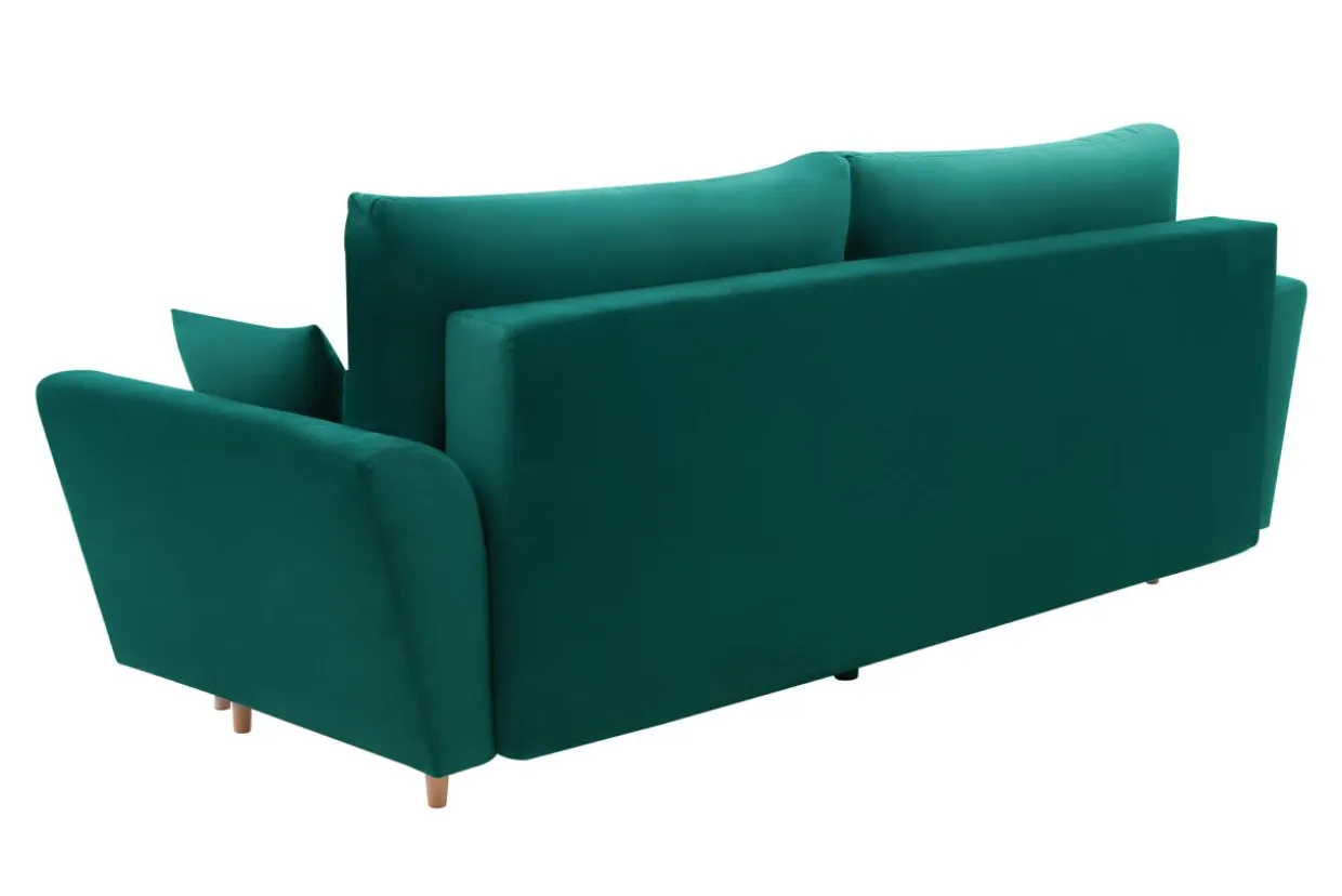 Sofa zielona na drewnianych nogach SENDI