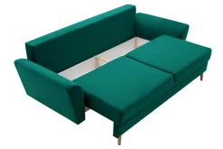 Sofa zielona na drewnianych nogach SENDI