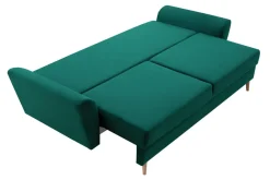 Sofa zielona na drewnianych nogach SENDI