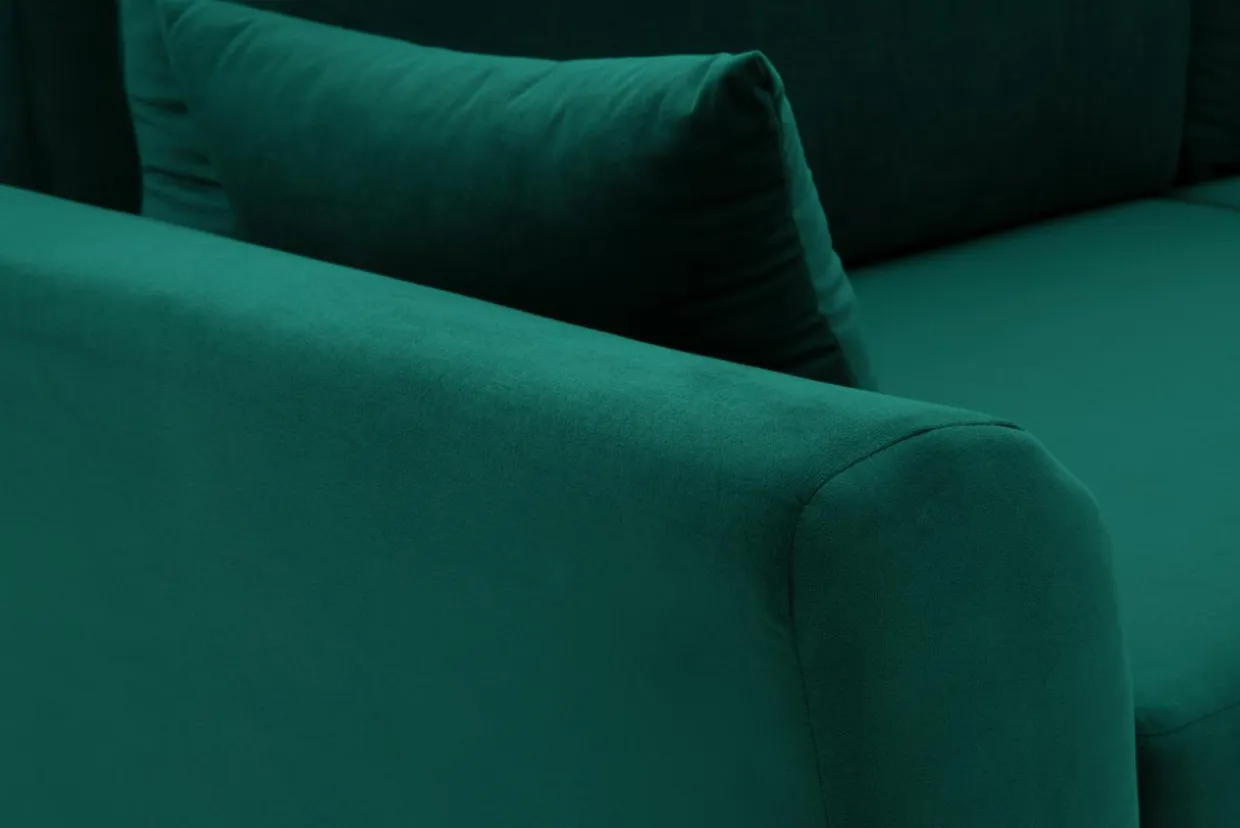 Sofa zielona na drewnianych nogach SENDI