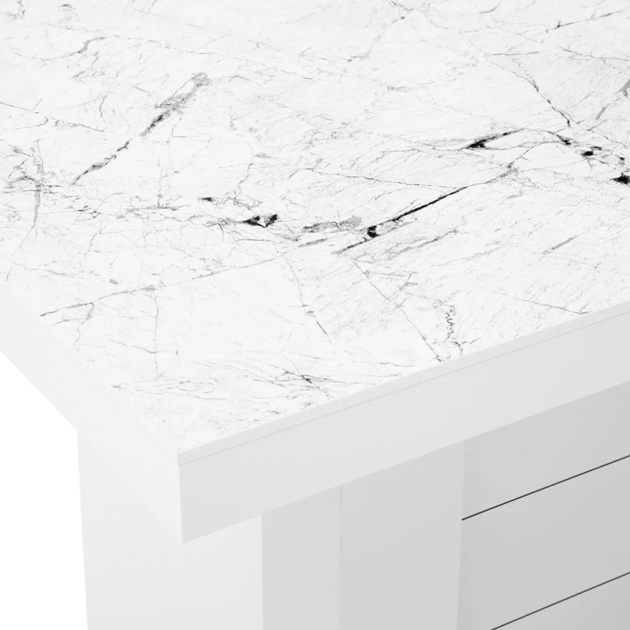 Stół rozkładany KOLOS II biały / nadruk marble marmur połysk