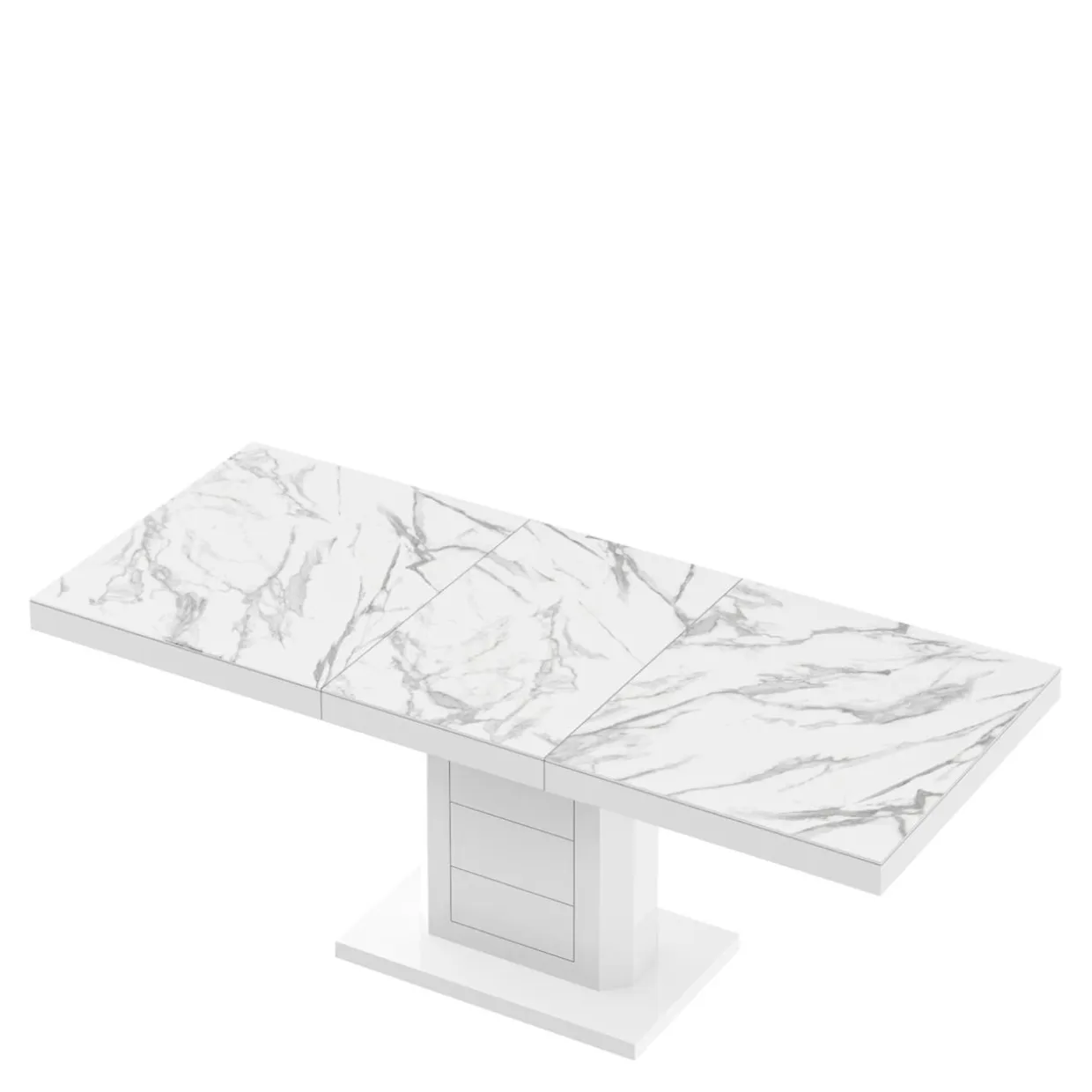 Stół rozkładany LIMENA biały / nadruk marble marmur połysk