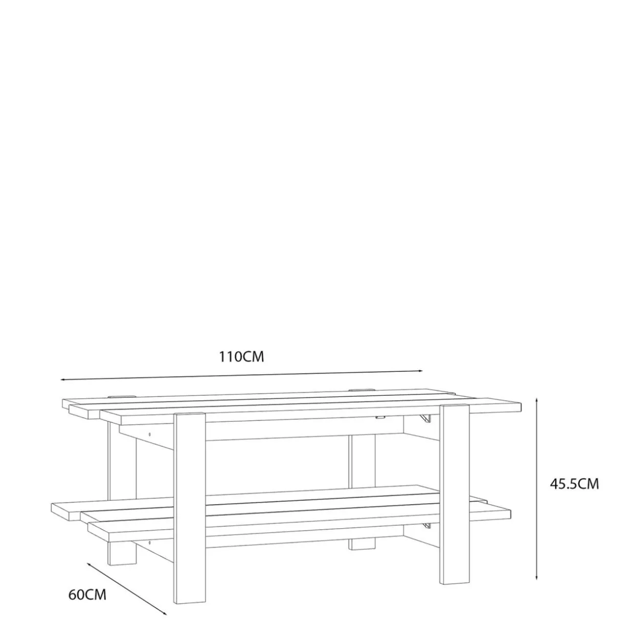 Stolik kawowy z półką COFFEE TABLES szary